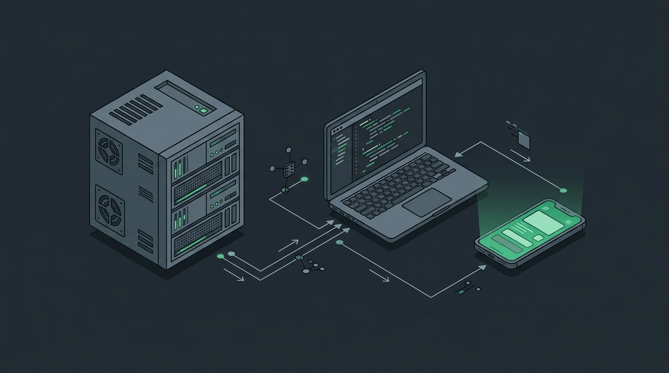 Technical schematic diagram of local software engineering and hardware networking