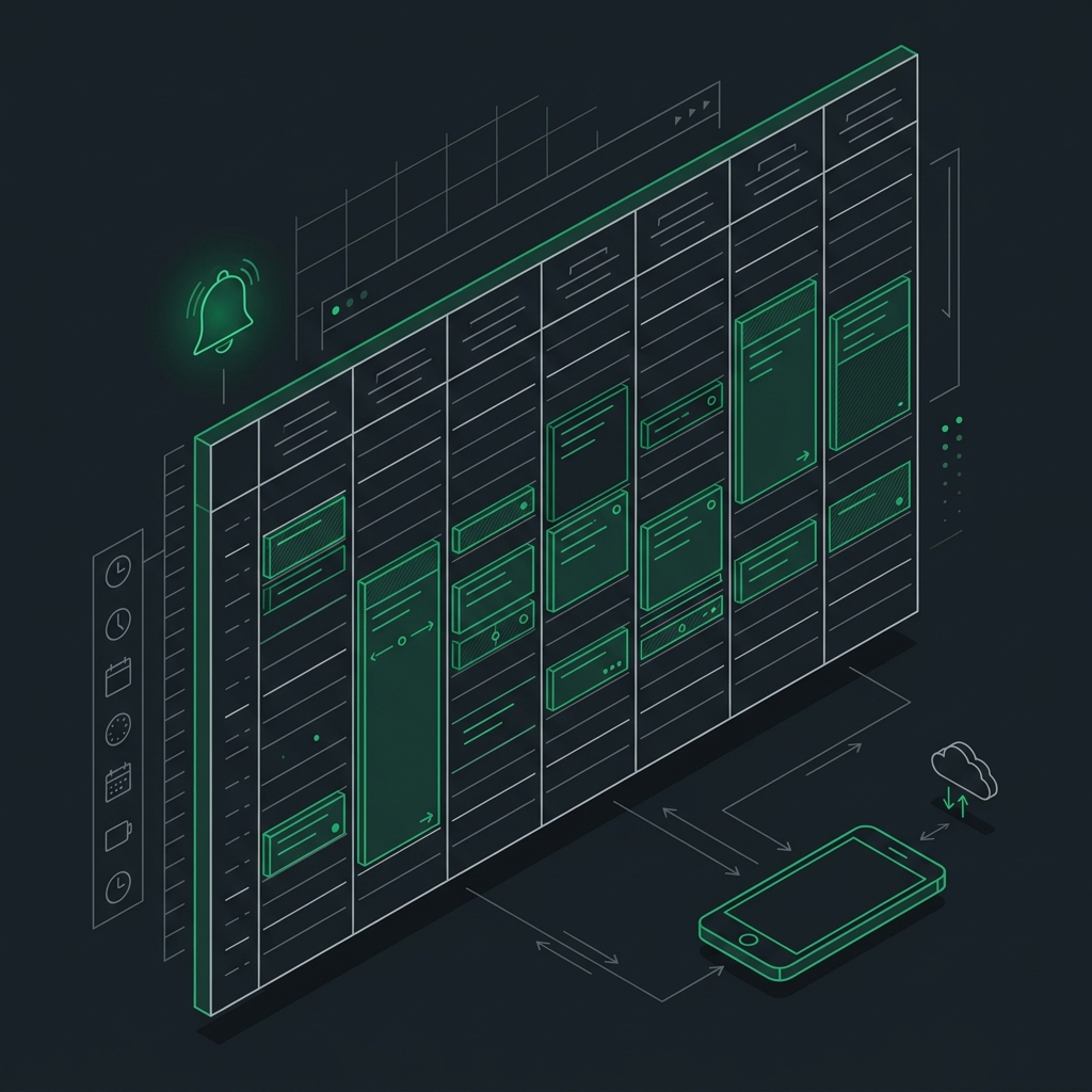 Booking calendar grid schematic